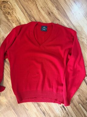 V-Neck Red Men's Sweater Jantzen 80s Vintage
